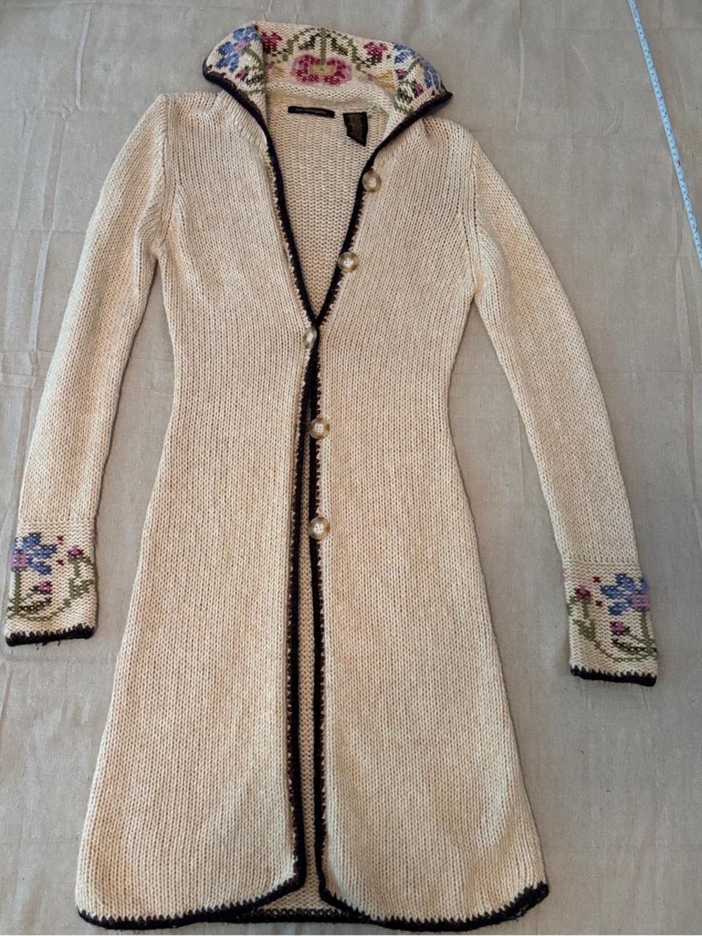 Mary Kate & Ashley cottage core Cream Knit Cardigan Y2K 7/8